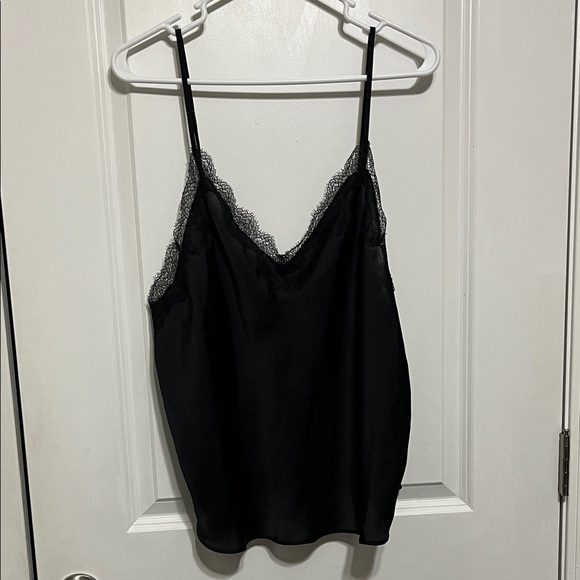 Victoria's Secret Tops - Victoria's Secret Black Lace Detail Satin Cami Sz XL